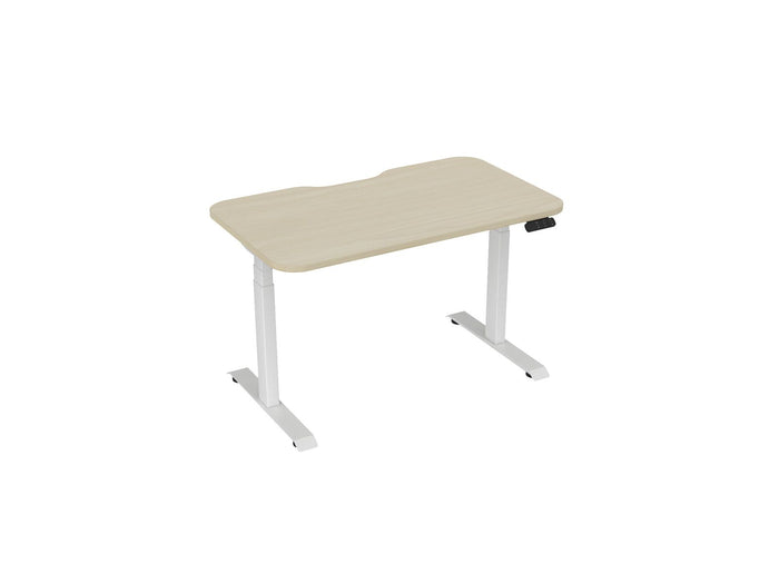 Knight's Haven 1200mm x 700mm Electric Height Adjustable Single Sided Desk, White Powdercoat Frame, With Scallop & Radius Corners Top, Choice of Worktop Colours