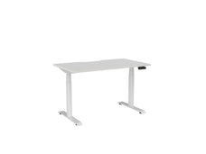 Knight's Haven 1200mm x 700mm Electric Height Adjustable Single Sided Desk, White Powdercoat Frame, With Scallop Top, Choice of Worktop Colours