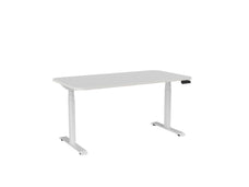 Knight's Haven 1600mm x 800mm Electric Height Adjustable Single Sided Desk, White Powdercoat Frame, With Radius Corners Top, Choice of Worktop Colours