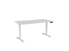 Knight's Haven 1600mm x 800mm Electric Height Adjustable Single Sided Desk, White Powdercoat Frame, With Scallop Top, Choice of Worktop Colours