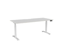 Knight's Haven 1800mm x 800mm Electric Height Adjustable Single Sided Desk, White Powdercoat Frame, With Scallop Top, Choice of Worktop Colours