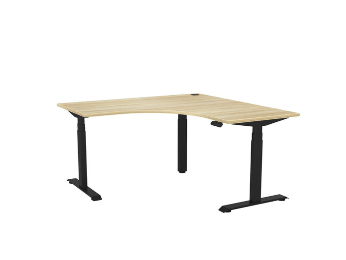 Knight's Haven 1500mm x 700mm 90° Electric Height Adjustable Workstation, Black Powdercoat Frame,  60mm Cable Port, Choice of Worktop Colours