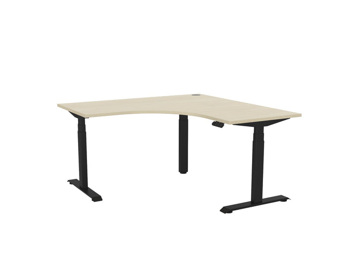 Knight's Haven 1500mm x 700mm 90° Electric Height Adjustable Workstation, Black Powdercoat Frame,  60mm Cable Port, Choice of Worktop Colours