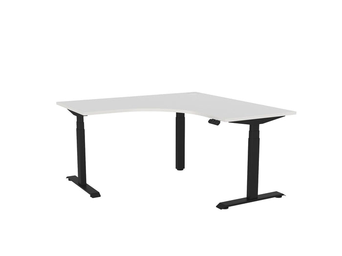 Knight's Haven 1500mm x 700mm 90° Electric Height Adjustable Workstation, Black Powdercoat Frame,  60mm Cable Port, Choice of Worktop Colours