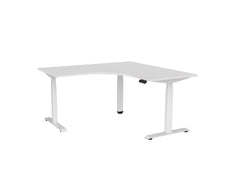 Knight's Haven 1500mm x 700mm 90° Electric Height Adjustable Workstation, White Powdercoat Frame,  60mm Cable Port, Choice of Worktop Colours