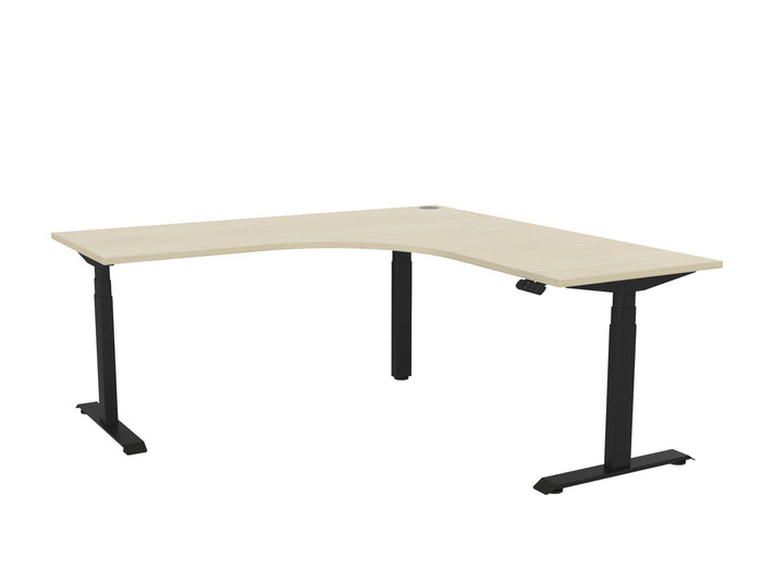 Knight's Haven 1800mm x 700mm 90° Electric Height Adjustable Workstation, Black Powdercoat Frame,  60mm Cable Port, Choice of Worktop Colours