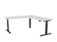 Knight's Haven 1800mm x 700mm 90° Electric Height Adjustable Workstation, Black Powdercoat Frame,  60mm Cable Port, Choice of Worktop Colours