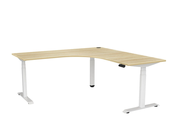 Knight's Haven 1800mm x 700mm 90° Electric Height Adjustable Workstation, White Powdercoat Frame,  60mm Cable Port, Choice of Worktop Colours