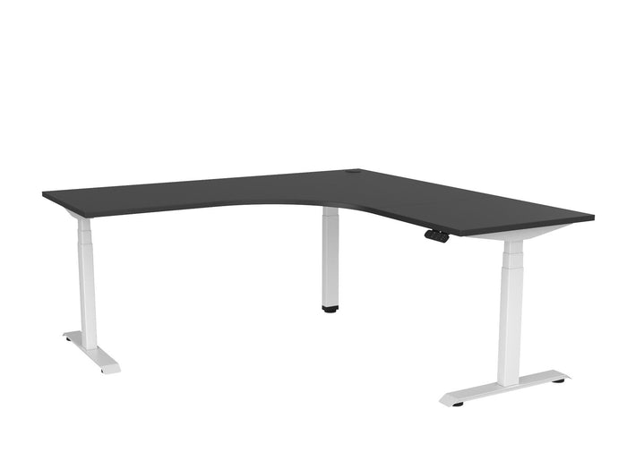 Knight's Haven 1800mm x 700mm 90° Electric Height Adjustable Workstation, White Powdercoat Frame,  60mm Cable Port, Choice of Worktop Colours