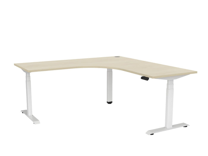 Knight's Haven 1800mm x 700mm 90° Electric Height Adjustable Workstation, White Powdercoat Frame,  60mm Cable Port, Choice of Worktop Colours