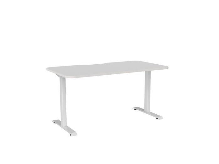 Knight's Haven 1600mm x 800mm Fixed Height Single Sided Desk, White Frame, Scallop & Radius Corners Top, Choice of Worktop Colours