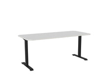 Knight's Haven 1800mm x 800mm Fixed Height Single Sided Desk, Black Frame, Radius Corners Top, Choice of Worktop Colours