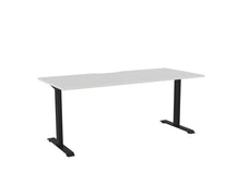 Knight's Haven 1800mm x 800mm Fixed Height Single Sided Desk, Black Frame, Scallop Top, Choice of Worktop Colours