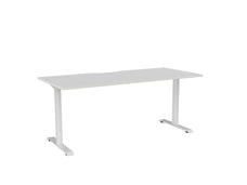 Knight's Haven 1800mm x 800mm Fixed Height Single Sided Desk, White Frame, Scallop Top, Choice of Worktop Colours