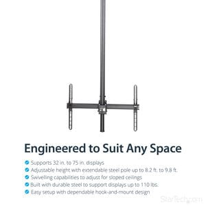 High Ceiling TV Mount - 8.2 to 9.8ft Long Pole - TV Ceiling Mount - Full Motion TV Mount - Heavy Duty Steel - For VESA Mount TVs 32 to 70in (up to 110lb/50 kg) - Ceiling Mount IM3711765