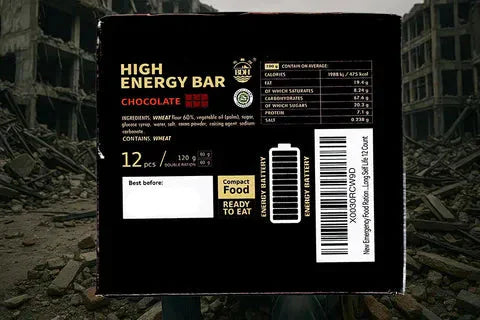 High Energy Emergency Food Ration Bars, 12's Pack, 120g Chocolate Flavour DTEFBx12-120G-CHOCOLATE