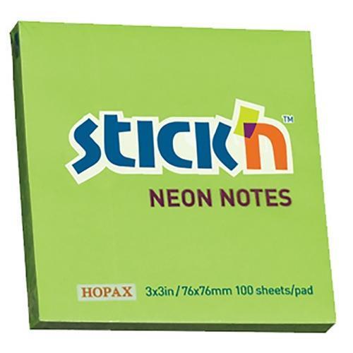 Hopax Sticky Notes Neon Green 76 x 76mm (21167) CX200911