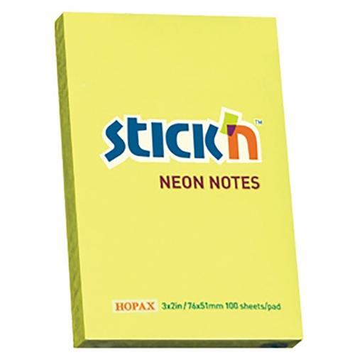 Hopax Sticky Notes Neon Lemon 76 x 51mm (21132) CX200907