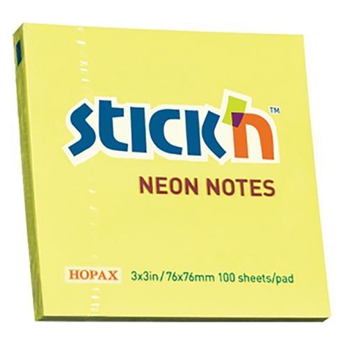 Hopax Sticky Notes Neon Lemon 76 x 76mm (21133) CX200910
