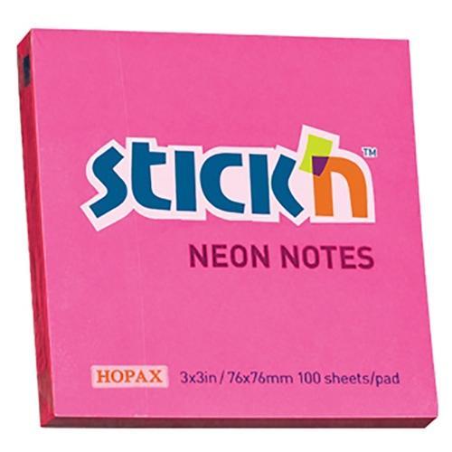 Hopax Sticky Notes Neon Magenta 76 x 76mm (21165) CX200912