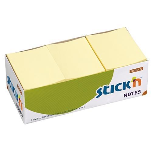 Hopax Sticky Notes Hopax Sticky Notes Pastel Yellow 38 x 50mm x 12's Pack | Desktop ...