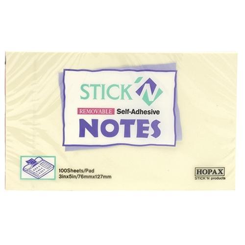 Hopax Sticky Notes Pastel Yellow 76 x 127mm (21009) CX200903
