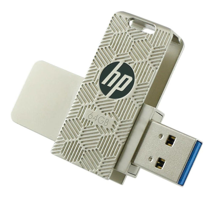 HP 64GB USB Flash Drive, USB 3.1 x610w, Swivel, Attaches to Keychains, Gold DSHPFD610W64