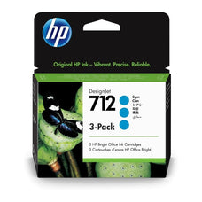 HP 712 Cyan Genuine Ink, 29ml, 3's Pack (3ED77A) DSHI7123C
