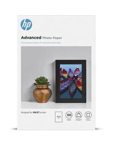 HP Advancd Gloss Photo Paper, 4 x 6, 250gsm, Pack of 100 Sheets (9RR49A) DSHPP9RR49A
