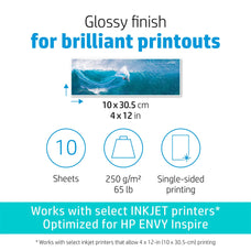 HP Advanced 4" x 12" 250gsm Glossy Photo Paper 10 Sheets (49V51A) DSHP49V51A
