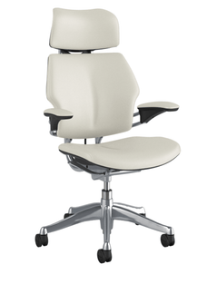 Humanscale Freedom Ergonomic Chair with Arms and Headrest - Glacier White Leather SKCCHUF21MATL13W