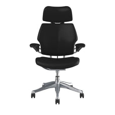 Humanscale Freedom Ergonomic Chair with Headrest & Standard Gel Arms, Textile - Ticino Leather, Black, Aluminium Base SKCCHUF21MATL10NAUS