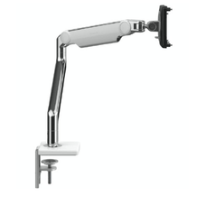 Humanscale M2.1 Single Monitor Arm, Angled/Dynamic Arm Link, Clamp Mount in Polished Aluminium with White Trim, Holds Up To 7kg SKMCHUM21CMWBTBINDAUS
