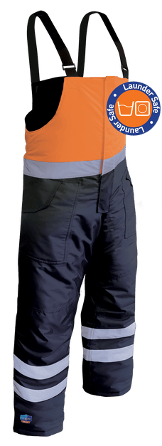 Iceking Fluro Arctic Freezer Bib Pant, Orange & Navy, Launderable