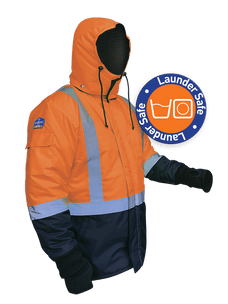 Iceking Fluro Arctic Freezer Jacket, Orange & Navy, Launderable