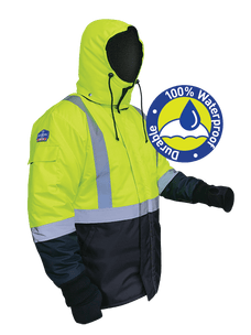 Iceking Fluro Arctic Freezer Jacket, Waterproof, Yellow & Navy, 2000g/m2/24hr