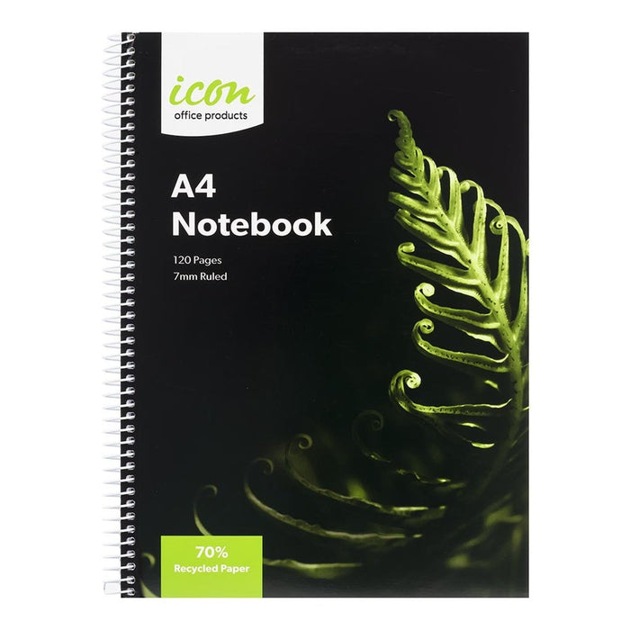 Icon A4 120 pages Spiral Bound Recycled Paper Soft Cover Notebook x 3's pack FPISNBR003