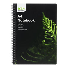 Icon A4 Polypropylene Cover Spiral Bound Notebook 240 pages x 3's pack FPISNBPP005