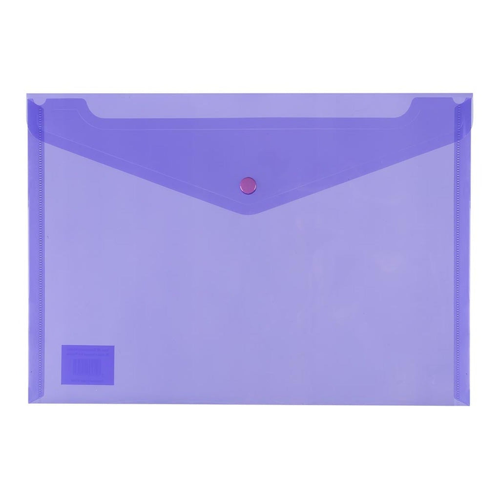 Icon A4 Polypropylene Document Wallet, Button Closure, Purple ...