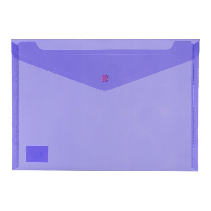 Icon A4 Polypropylene Document Wallet, Button Closure, Purple FPIF465