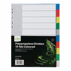 Icon A4 Polypropylene Indices 10 Tabs, Coloured FPIF681