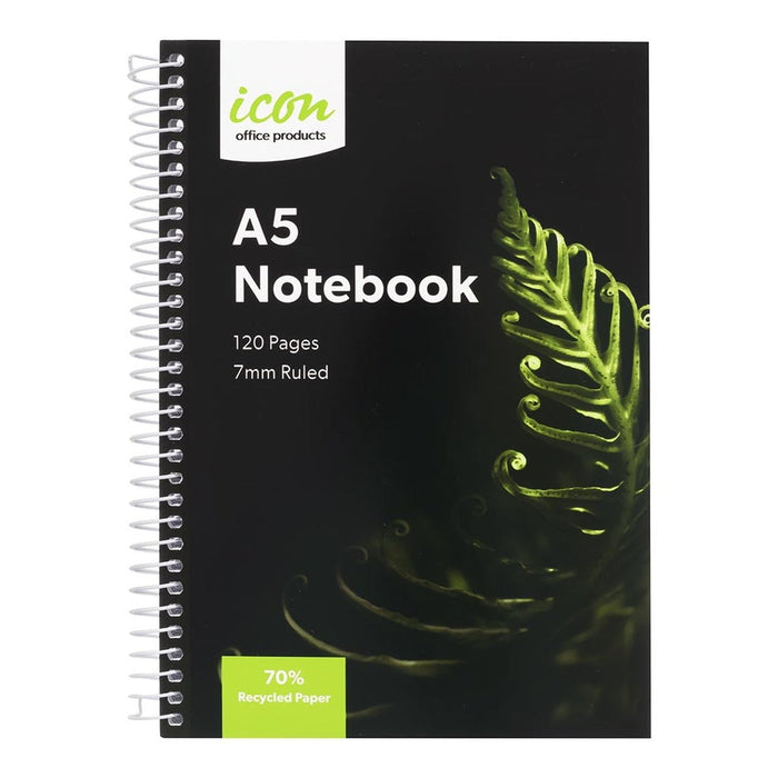 Icon A5 120 pages Spiral Bound Recycled Paper Soft Cover Notebook x 3's pack FPISNBR002
