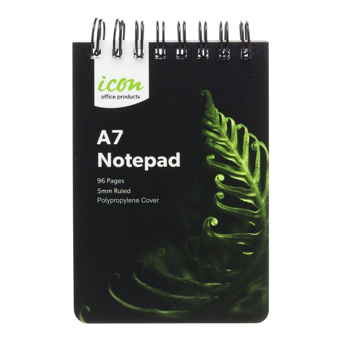 Icon A7 Polypropylene Cover Spiral Bound Notepad 96 pages x 12's pack FPISNBPP006