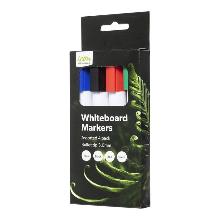 Icon Assorted Colour Whiteboard Marker Bullet Tip 4's FPIWMASST4
