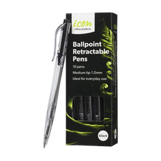 Icon Ballpoint Pen Black x 10's pack FPIBPRBLK10