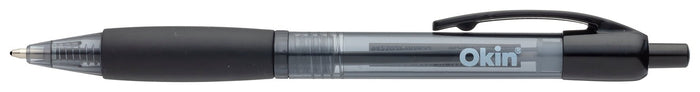 Icon Ballpoint Retractable Pen with Grip Medium Tip Black Pens x 10's pack FPIBPRGBLK