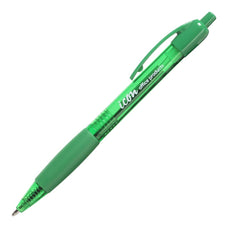 Icon Ballpoint Retractable Pen with Grip Medium Tip Green Pens x 10's pack FPIBPRGGRN