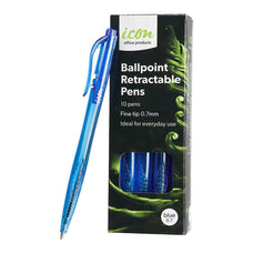 Icon Ballpoint Retractable Pens Fine Blue, Pack of 10 FPIBPRFBLUE10