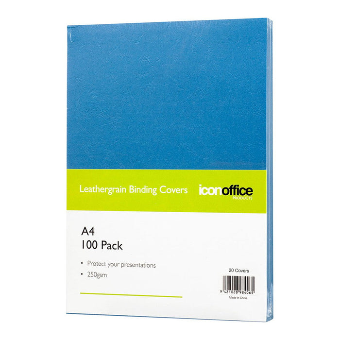 Icon Binding Covers A4 Blue 250gsm, Pack of 20 FPBCOVBLUE20