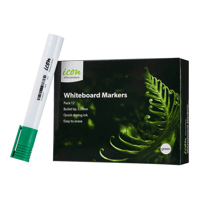 Icon Bullet Tip Whiteboard Marker Green x 12's pack FPIWMGRN